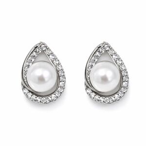 Tuckernuck Silver Pearl Teardrop Rhinestone Clip-On Earring
